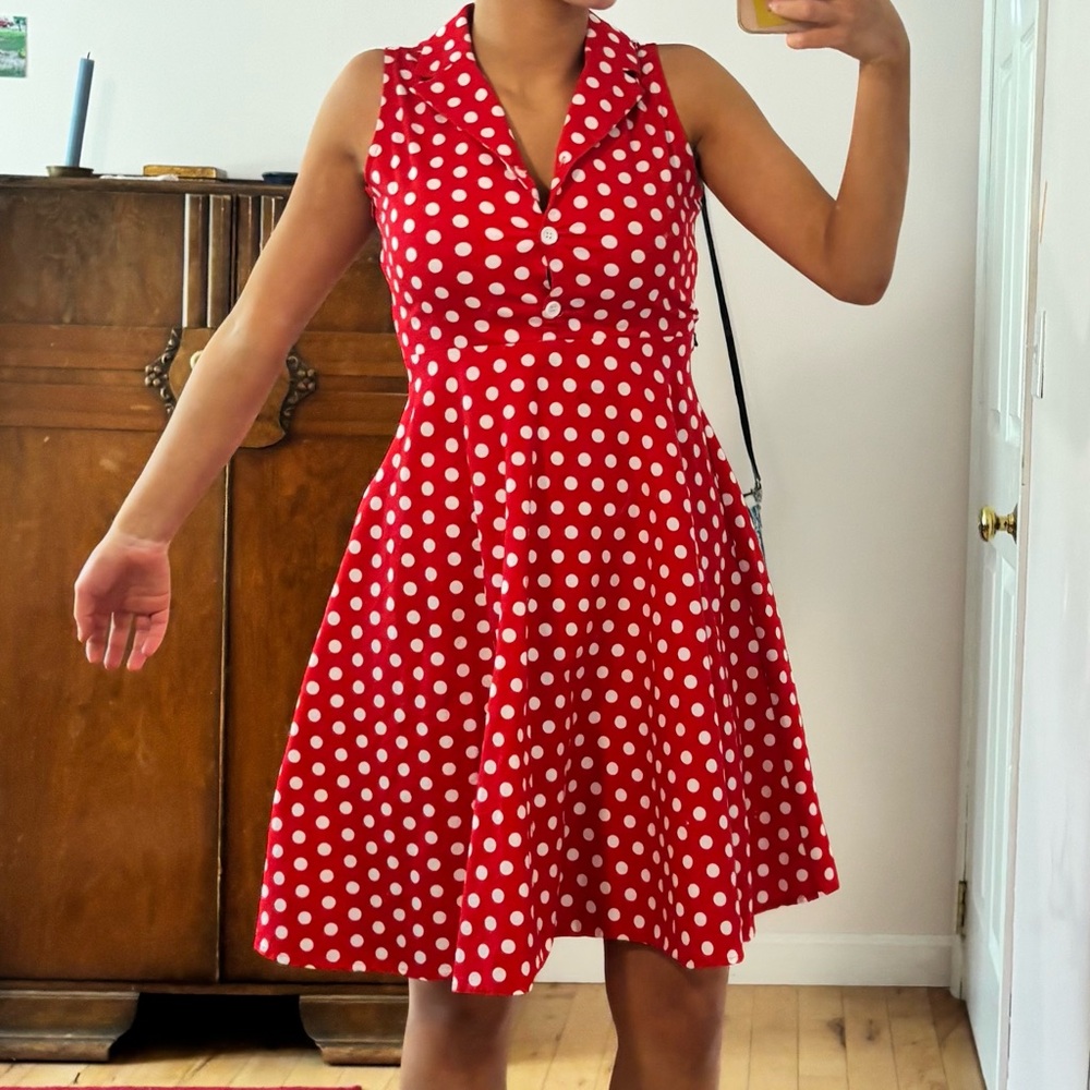 Grace Karin Red and White Polka Dot Mini Dress